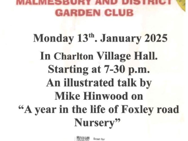 Malmesbury & District Garden Club - 'A Year in the Life of Foxley Road Nursery' With Mike Hinwood